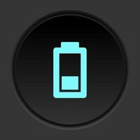 Dark button icon charge battery. Button banner round badge interface for application illustration on darken background vector