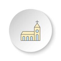 Round button for web icon, Church symbol. Button banner round, badge interface for application illustration on white background vector