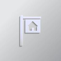 House for rent paper style, icon. Grey color vector background- Paper style vector icon.