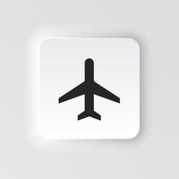 Rectangle button icon Plane. Button banner Rectangle badge interface for application illustration on neomorphic style on white background vector