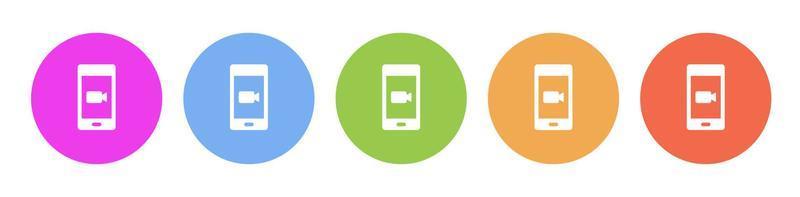 Multi colored icon mobile camera. Button banner round badge interface for application illustration on white background vector
