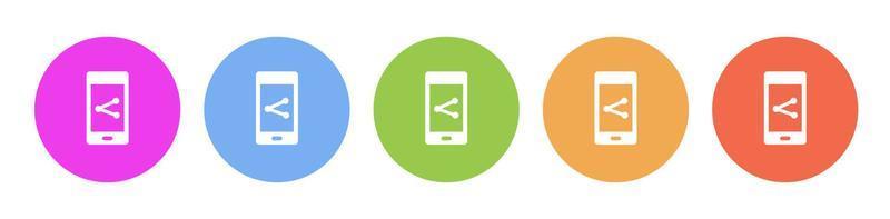 Multi colored icon phone share. Button banner round badge interface for application illustration on white background vector