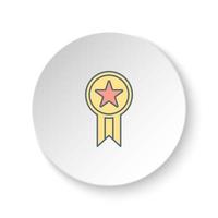 Round button for web icon, star, medal. Button banner round, badge interface for application illustration on white background vector