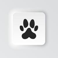 rectángulo botón icono perro pata impresión. botón bandera rectángulo Insignia interfaz para solicitud ilustración en neomórfico estilo en blanco antecedentes vector