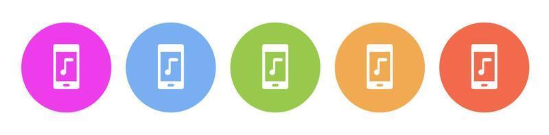 Multi colored icon phone music audio. Button banner round badge interface for application illustration on white background vector