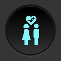 Dark button icon Love baby parent. Button banner round badge interface for application illustration on darken background vector