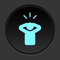 Dark button icon Headache. Button banner round badge interface for application illustration on darken background vector
