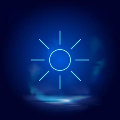Smoke effect neon style vector icons, brightness, sun neon icon