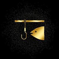 Fishing gold, icon. Vector illustration of golden particle on gold vector background