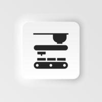 Mass production, conveyor neumorphic style vector icon. Simple element illustration from UI concept. Mass production, conveyor neumorphic style vector icon. Infographic concept on white