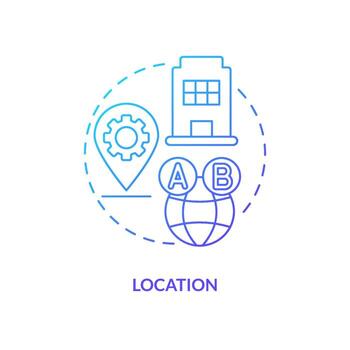 Location blue gradient concept icon. Research placement. Usability testing session logistical details abstract idea thin line illustration. Isolated outline drawing vector