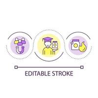 aprendizaje cómo a ser eficaz partidario del mercado común lazo concepto icono. promoviendo marca profesionalmente resumen idea Delgado línea ilustración. marketing. aislado contorno dibujo. editable carrera vector