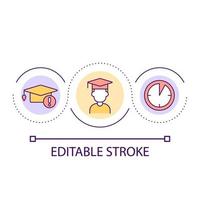 Manage deadlines as student loop concept icon. Struggle with learning outcomes abstract idea thin line illustration. Time for academic work. Isolated outline drawing. Editable stroke vector