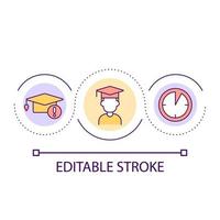 Manage deadlines as student loop concept icon. Struggle with learning outcomes abstract idea thin line illustration. Time for academic work. Isolated outline drawing. Editable stroke vector