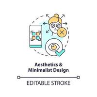 Aesthetics and minimalist design concept icon. User experience principle abstract idea thin line illustration. Isolated outline drawing. Editable stroke vector