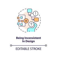 Inconsistency concept icon. App usability. Frequent user experience design mistake abstract idea thin line illustration. Isolated outline drawing. Editable stroke vector