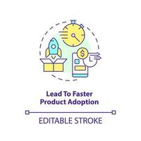 Lead to faster product adoption concept icon. Using familiarity in UX design abstract idea thin line illustration. Isolated outline drawing. Editable stroke vector