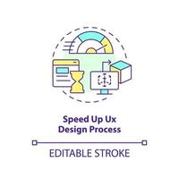 Speed up user experience design process concept icon. Benefit of using familiarity abstract idea thin line illustration. Isolated outline drawing. Editable stroke vector