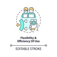 Flexibility and efficiency of use concept icon. User experience design principle abstract idea thin line illustration. Isolated outline drawing. Editable stroke vector