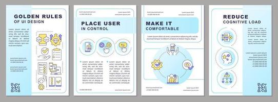 UI fundamentals brochure template. Digital product usability. Leaflet design with linear icons. Editable 4 vector layouts for presentation, annual reports