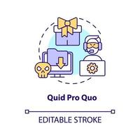 Quid pro quo attack concept icon. IT security. Steal valuable information. Cybercrime abstract idea thin line illustration. Isolated outline drawing. Editable stroke vector