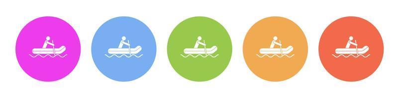 Multi colored flat icons on round backgrounds. Rafting, man multicolor circle vector icon on white background