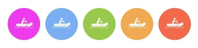 Multi colored flat icons on round backgrounds. Rafting, man multicolor circle vector icon on white background