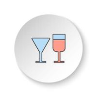 Round button for web icon, Wine glasses. Button banner round, badge interface for application illustration on white background vector