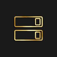 enable, on, switch gold icon. Vector illustration of golden icon on dark background