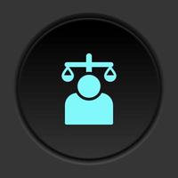 Round button icon, balance, user. Button banner round, badge interface for application illustration on dark background vector