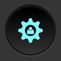 Round button icon, setting, user. Button banner round, badge interface for application illustration on dark background vector