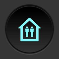 Round button icon Mans in a house. Button banner round badge interface for application illustration on dark background vector