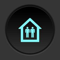 Round button icon Mans in a house. Button banner round badge interface for application illustration on dark background vector