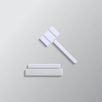 Trial hammer paper style, icon. Grey color vector background- Paper style vector icon.