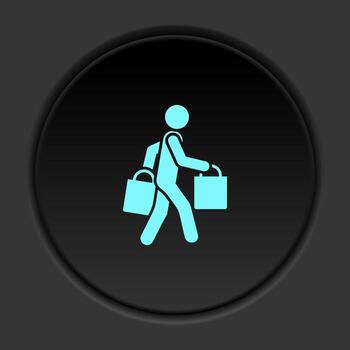 Round button icon Shopping man. Button banner round badge interface for application illustration on dark background vector