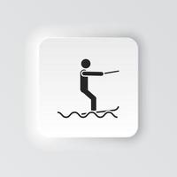 Rectangle button icon Surf sea. Button banner Rectangle badge interface for application illustration on neomorphic style on white background vector