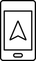 Line vector icon phone, cursor. Outline vector icon on white background