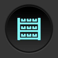 Dark button icon Mass production stock. Button banner round badge interface for application illustration on darken background vector