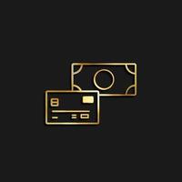 Payment, method gold icon. Vector illustration of golden icon on dark background