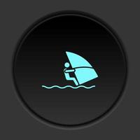 Round button icon Windsurf sea. Button banner round badge interface for application illustration on dark background vector