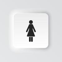 Rectangle button icon Woman. Button banner Rectangle badge interface for application illustration on neomorphic style on white background vector