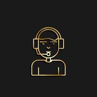 Customer, service, online gold icon. Vector illustration of golden icon on dark background