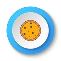redondo botón para web icono, Pizza. botón bandera redondo, Insignia interfaz para solicitud ilustración en blanco antecedentes vector