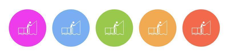 Multi colored flat icons on round backgrounds. Fishing multicolor circle vector icon on white background