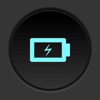 Dark button icon charge battery. Button banner round badge interface for application illustration on darken background vector