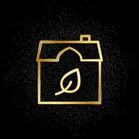 Eco, ecology, house gold icon. Vector illustration of golden particle background. Real estate concept vector illustration .