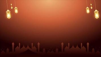 eid mubarak animerad rörelse grafik med måne och islamic bakgrund. där är en Plats på de design för din meddelande text och logotyp video