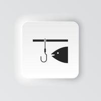 rectángulo botón icono pesca. botón bandera rectángulo Insignia interfaz para solicitud ilustración en neomórfico estilo en blanco antecedentes vector