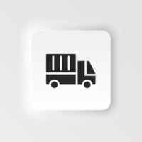 Mass production, delivery truck neumorphic style vector icon. Simple element illustration from UI concept. Mass production, delivery truck neumorphic style vector icon. Infographic concept on white
