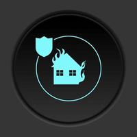 Dark button flat icons on round backgrounds. Building construction insurance dark circle vector icon on darken background